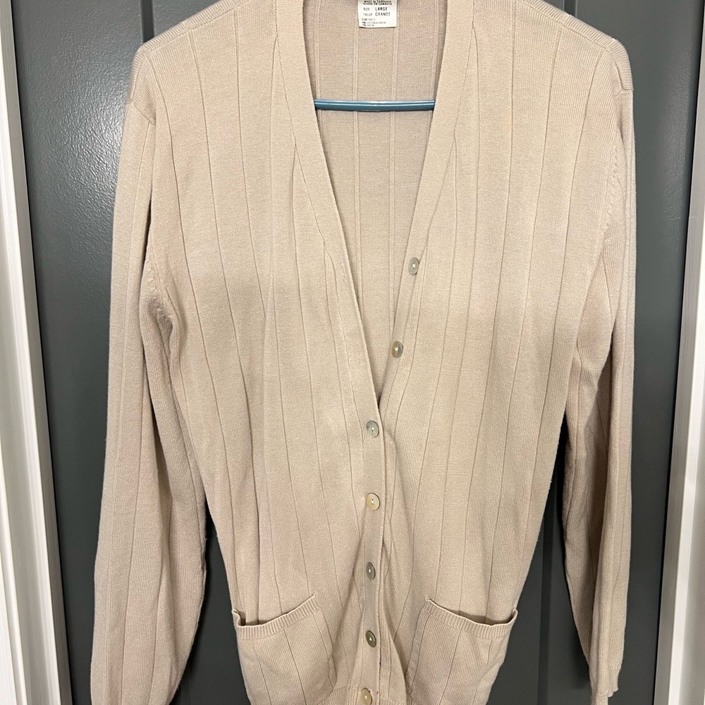 Herve Bernard Women's Beige Cardigan Sweater size large